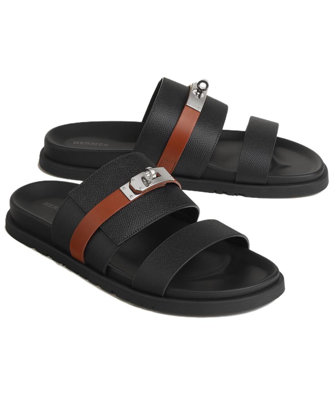 HERMES Черные сандалии, фото 4