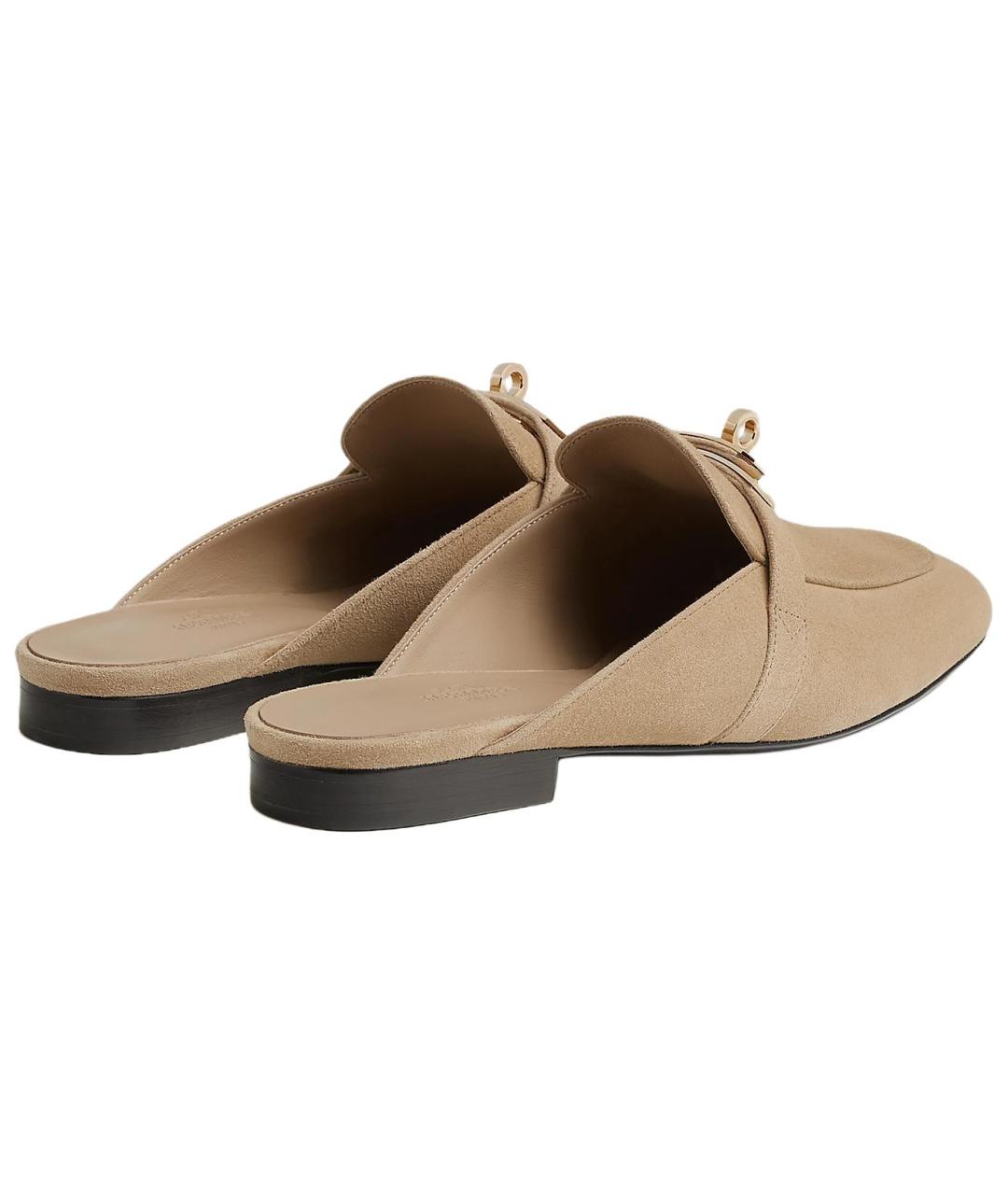 HERMES Бежевые мюли, фото 4