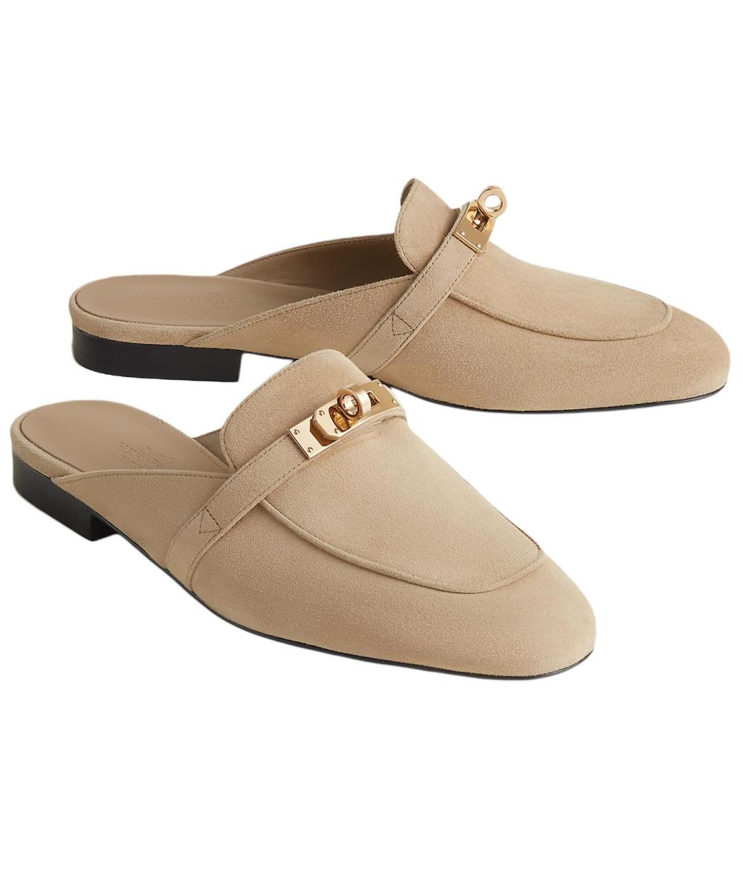 HERMES Бежевые мюли, фото 3
