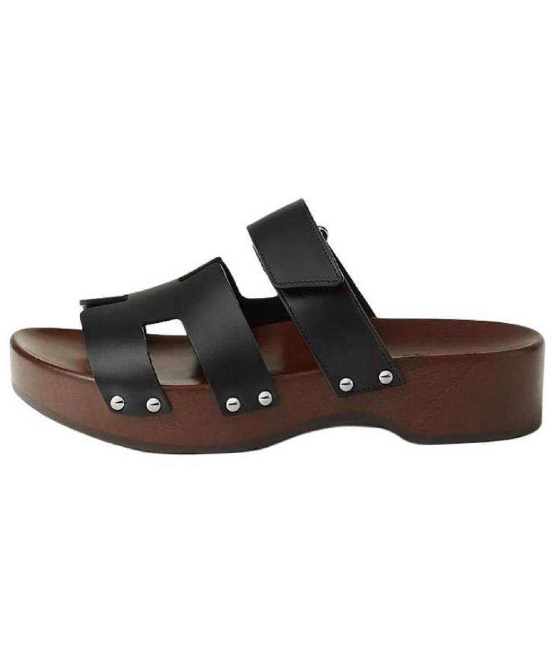 HERMES Черные сандалии, фото 2