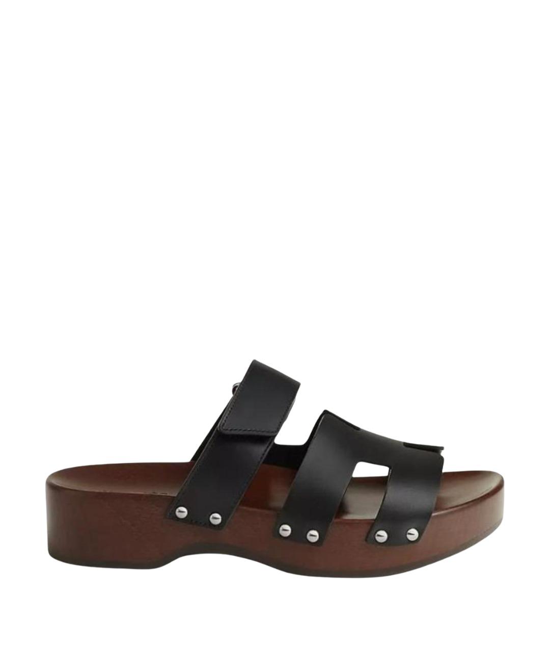 HERMES Черные сандалии, фото 1