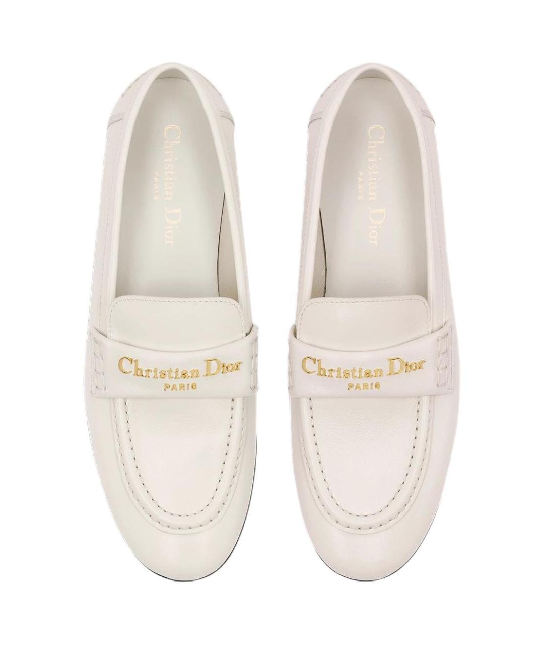 CHRISTIAN DIOR Белые кожаные мокасины, фото 4