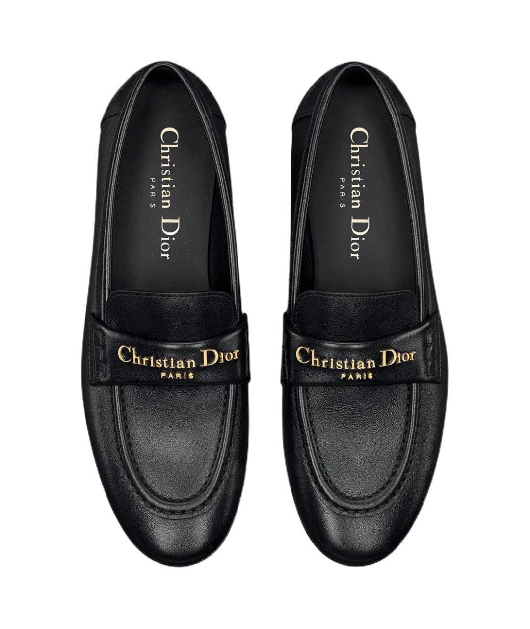 CHRISTIAN DIOR Черные кожаные мокасины, фото 4