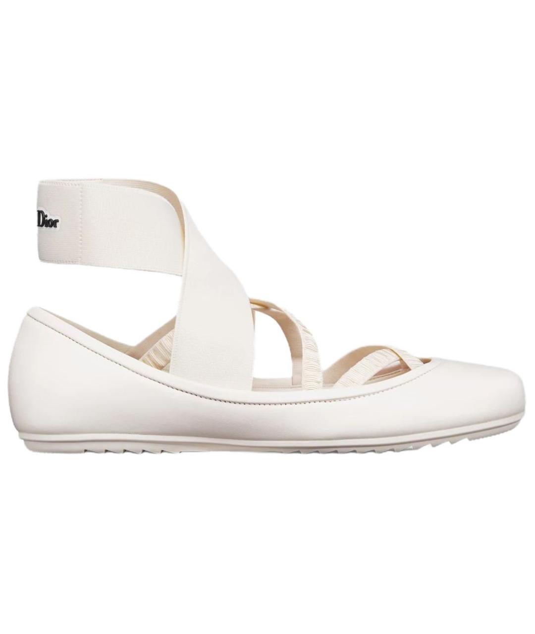 CHRISTIAN DIOR Белые кожаные балетки, фото 1
