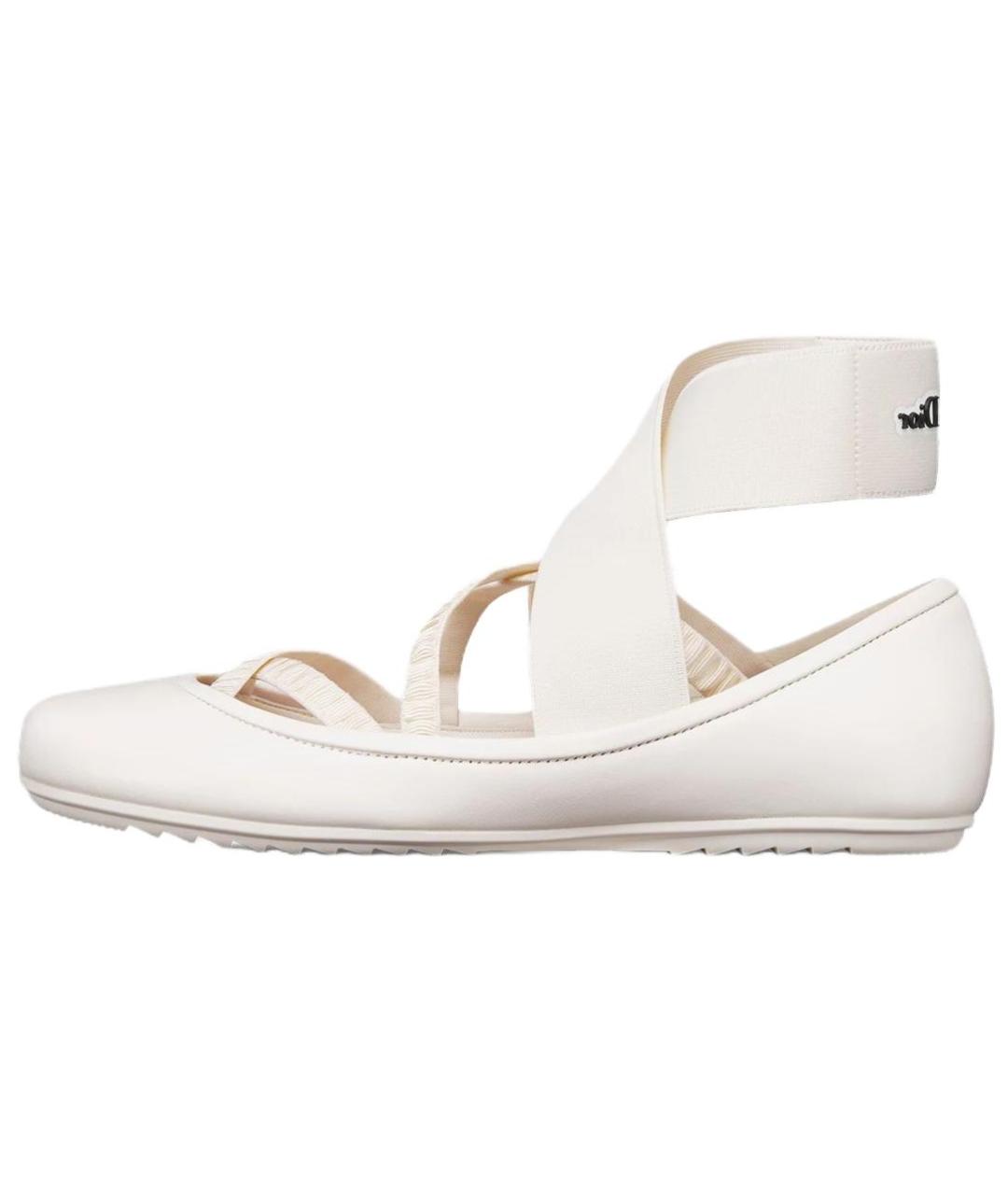 CHRISTIAN DIOR Белые кожаные балетки, фото 2