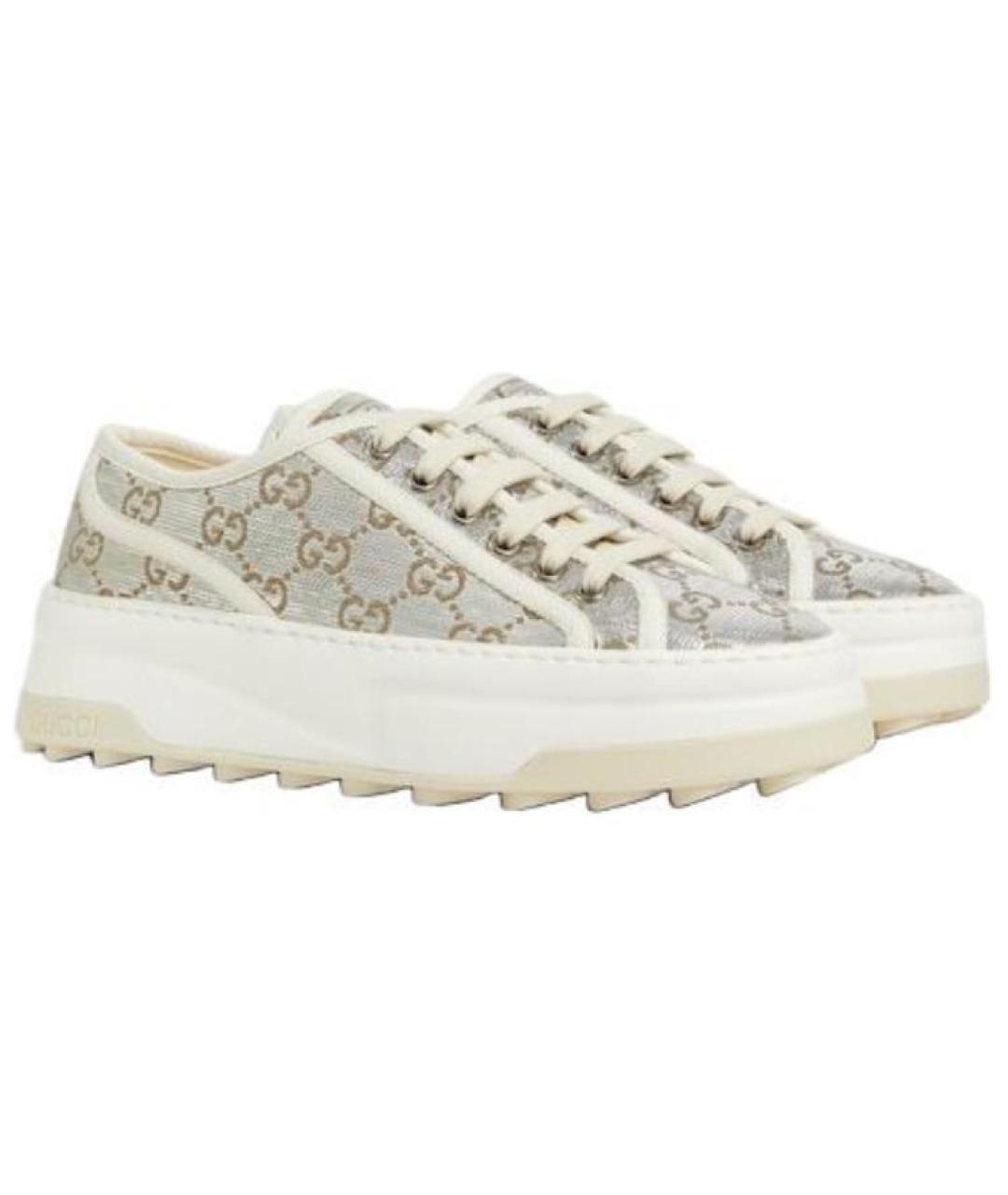 GUCCI Серебряные кеды, фото 3