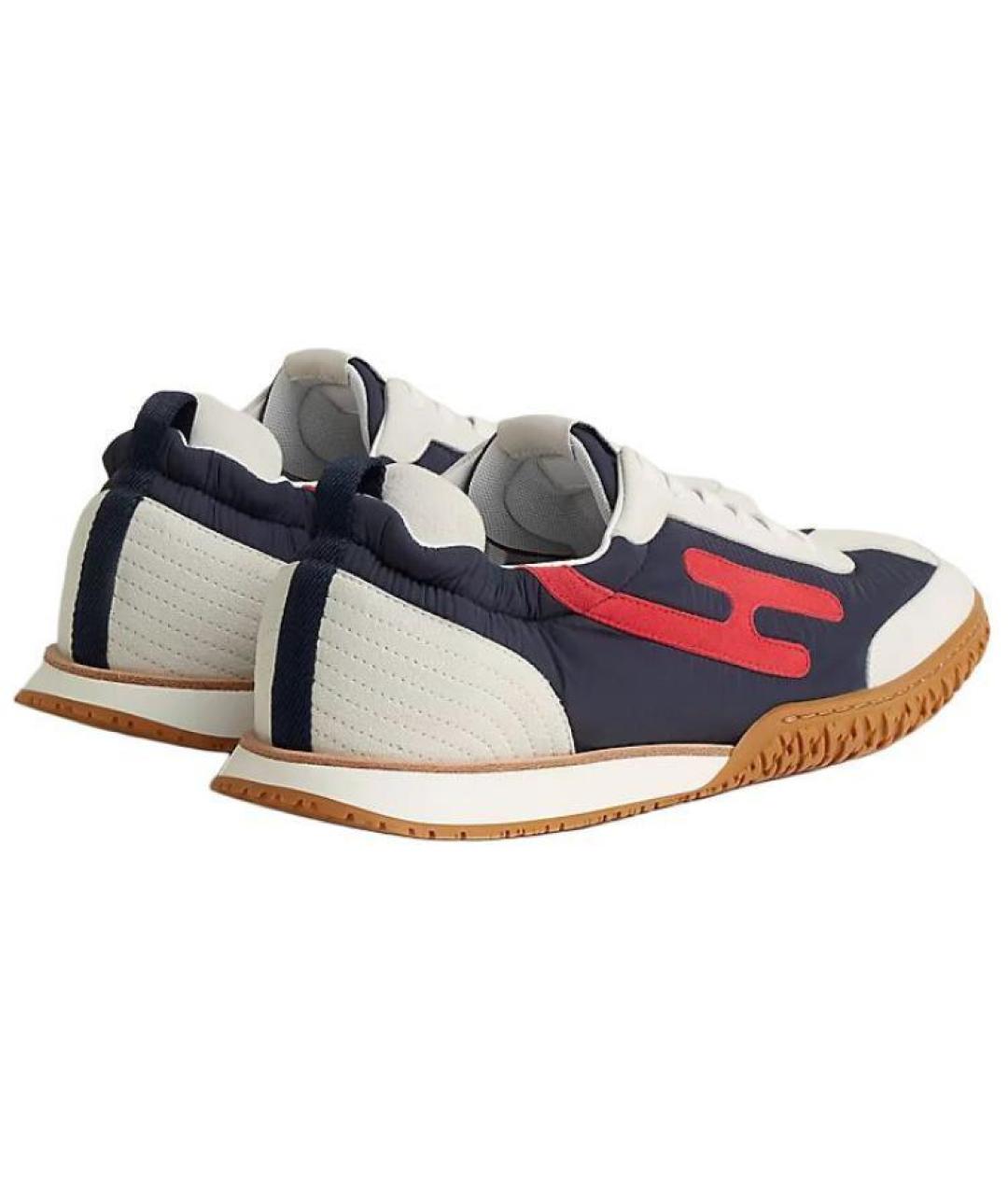 HERMES Синие текстильные низкие кроссовки / кеды, фото 4