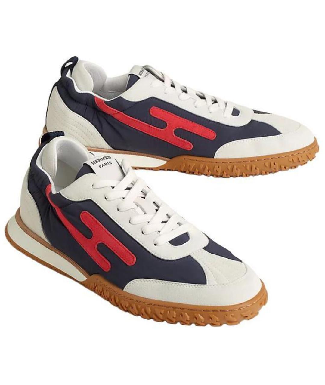 HERMES Синие текстильные низкие кроссовки / кеды, фото 3