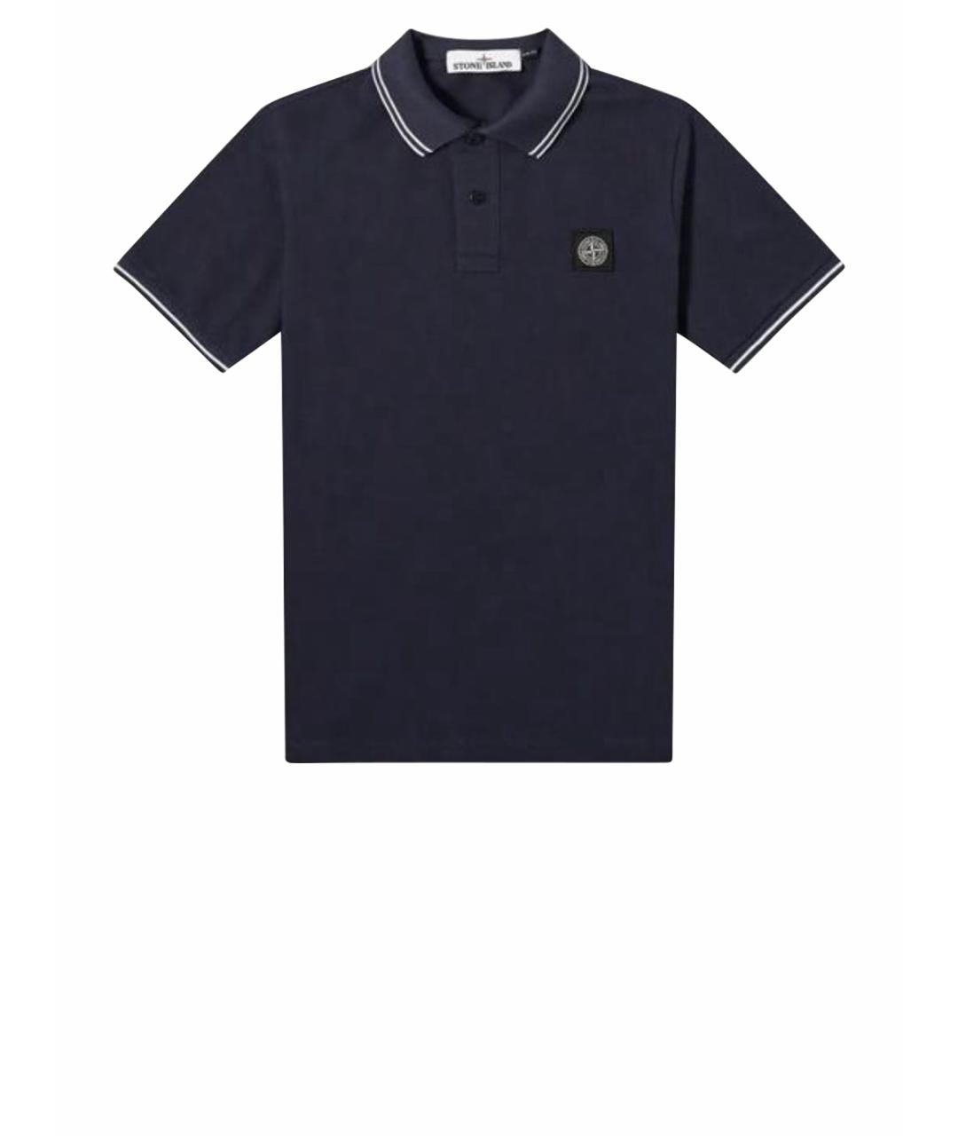 STONE ISLAND Темно-синее хлопковое поло с коротким рукавом, фото 1