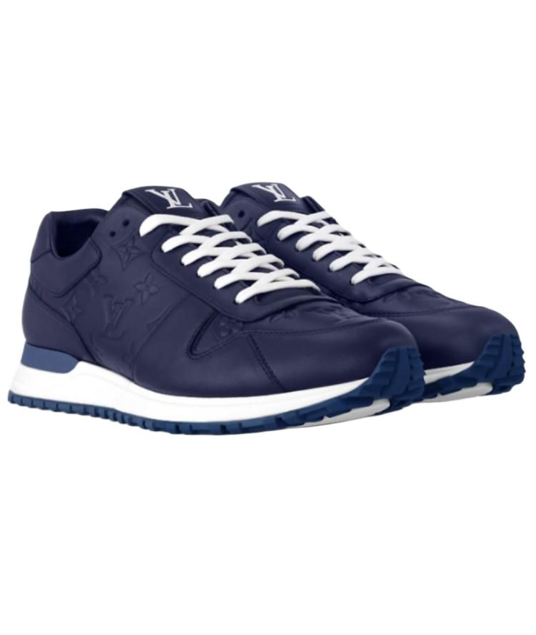 LOUIS VUITTON Темно-синие кожаные низкие кроссовки / кеды, фото 3