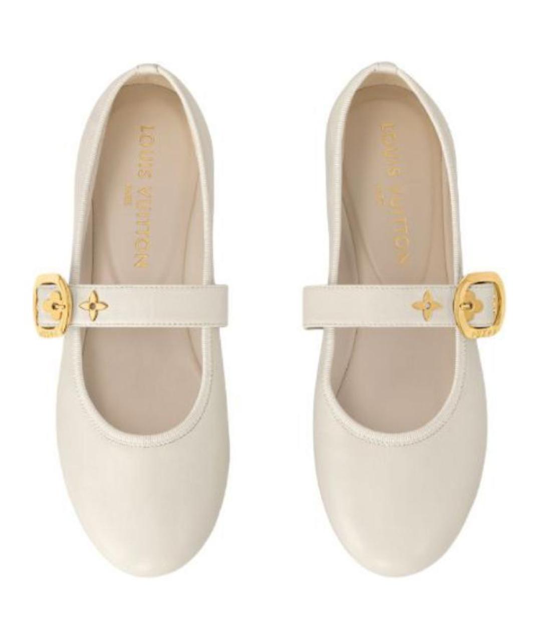 LOUIS VUITTON Бежевые кожаные балетки, фото 4