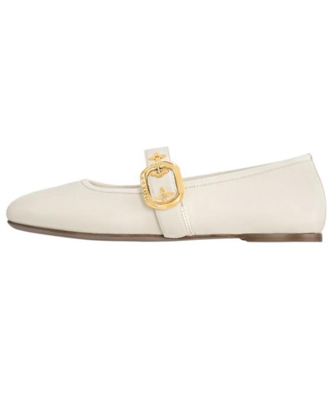 LOUIS VUITTON Бежевые кожаные балетки, фото 2