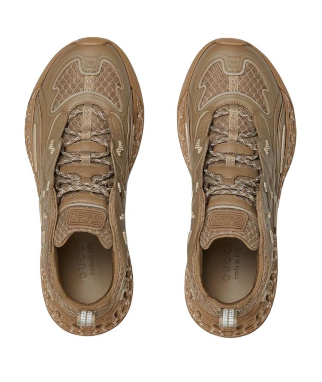 GUCCI Коричневые текстильные высокие кроссовки / кеды, фото 4