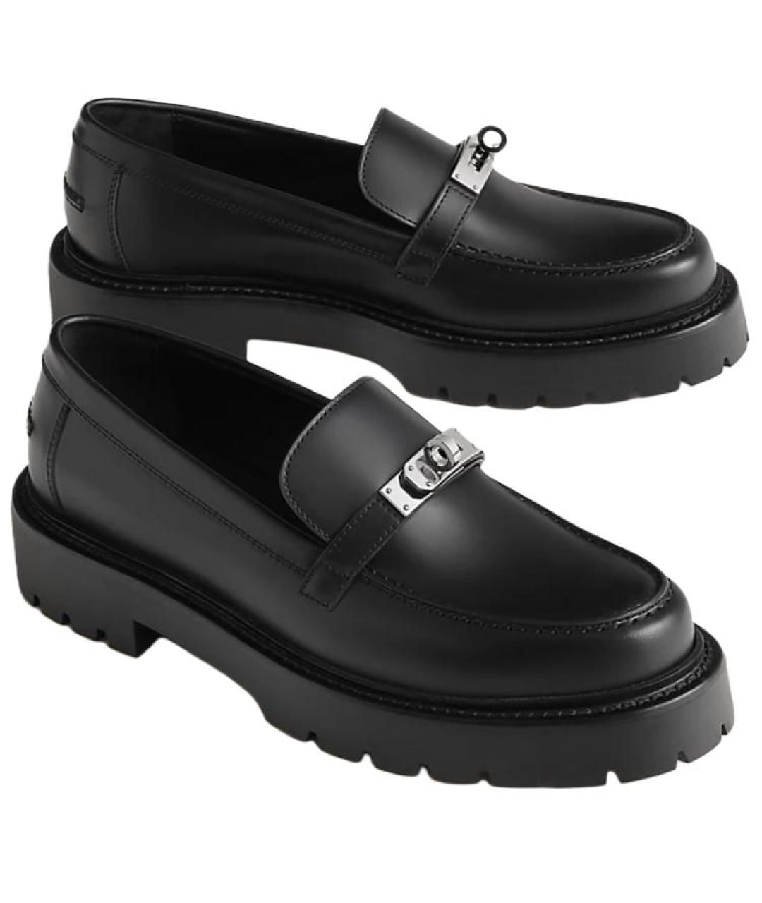 HERMES Черные кожаные лоферы, фото 3