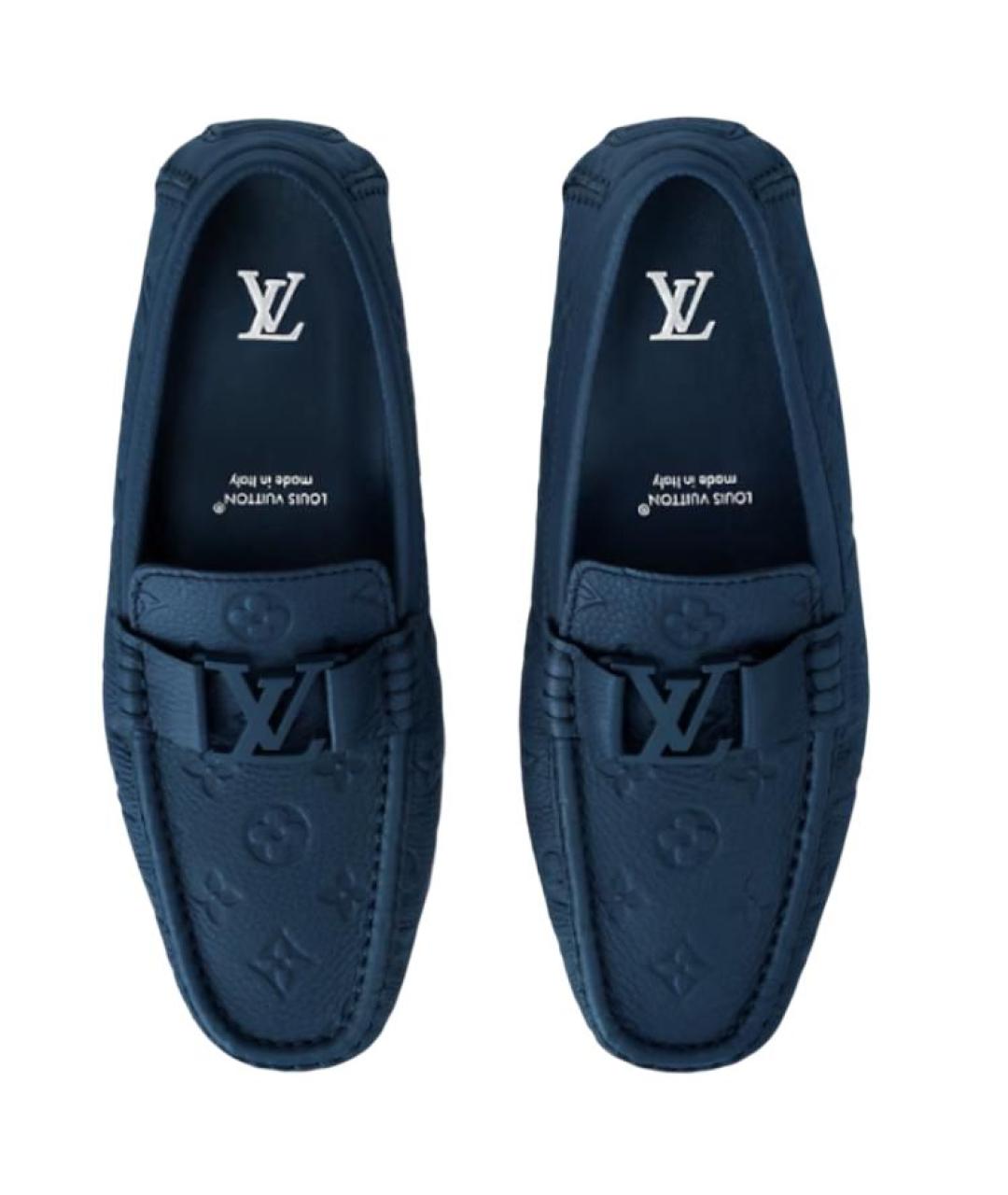 LOUIS VUITTON Синие кожаные мокасины, фото 4