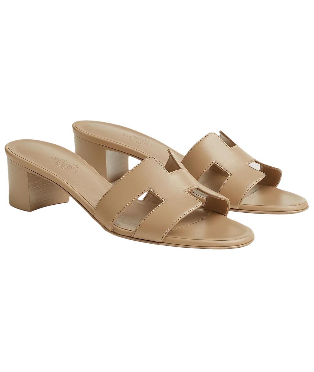 HERMES Коричневые кожаные сандалии, фото 3