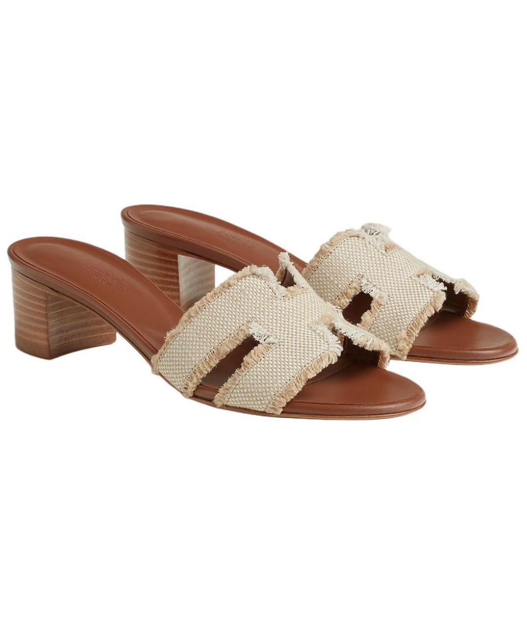 HERMES Коричневые кожаные сандалии, фото 3