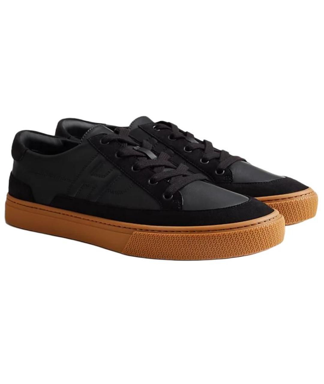 HERMES Черные кожаные низкие кроссовки / кеды, фото 3