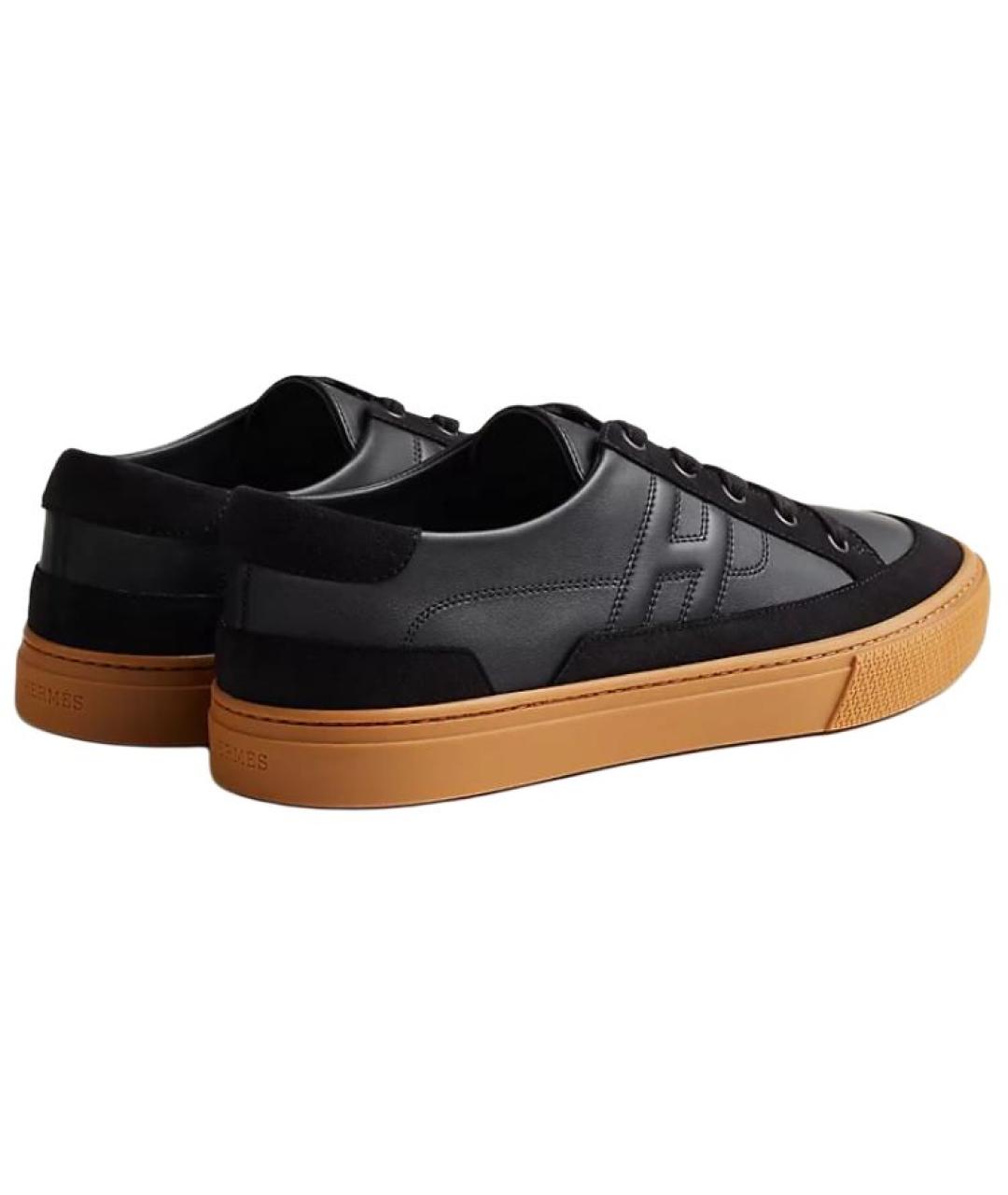 HERMES Черные кожаные низкие кроссовки / кеды, фото 4