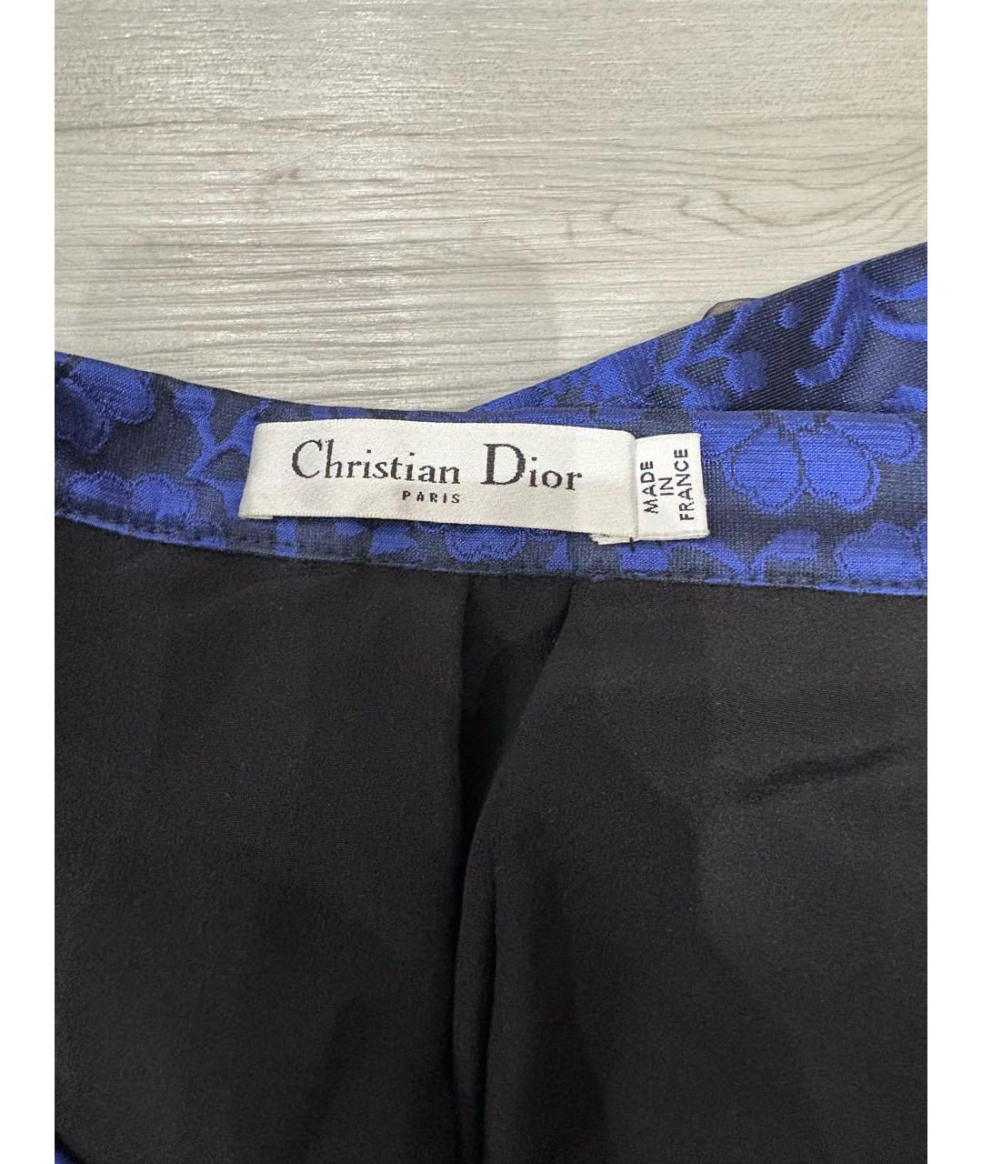 CHRISTIAN DIOR Темно-синяя шелковая юбка, фото 2