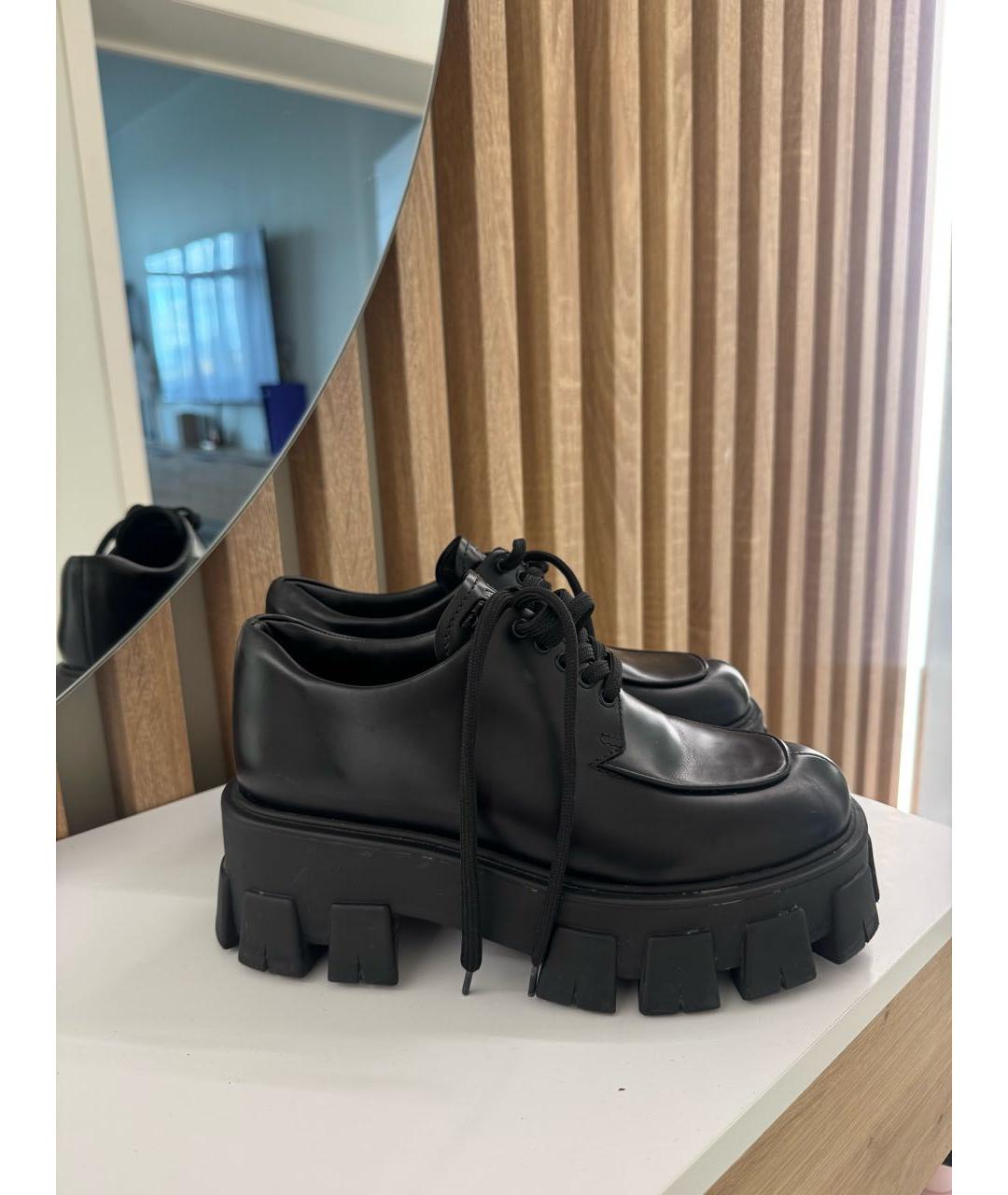 PRADA Черные кожаные брогги и оксфорды, фото 6