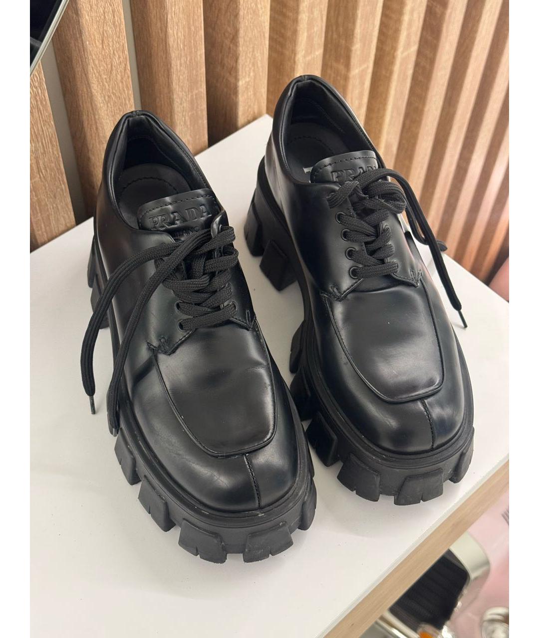 PRADA Черные кожаные брогги и оксфорды, фото 2