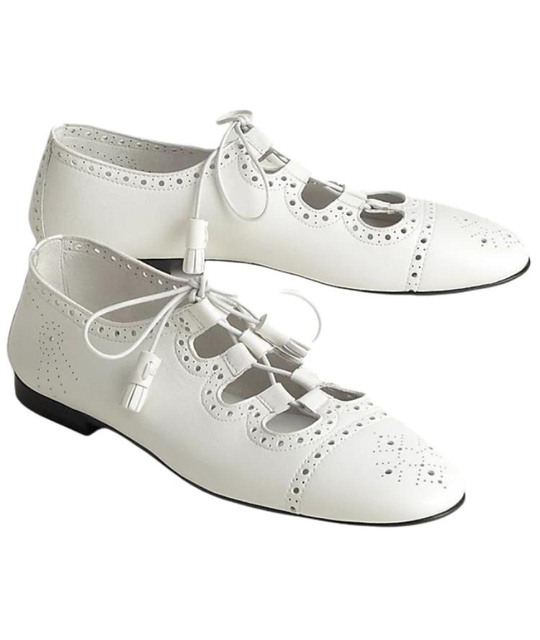 HERMES Белые кожаные кроссовки, фото 3