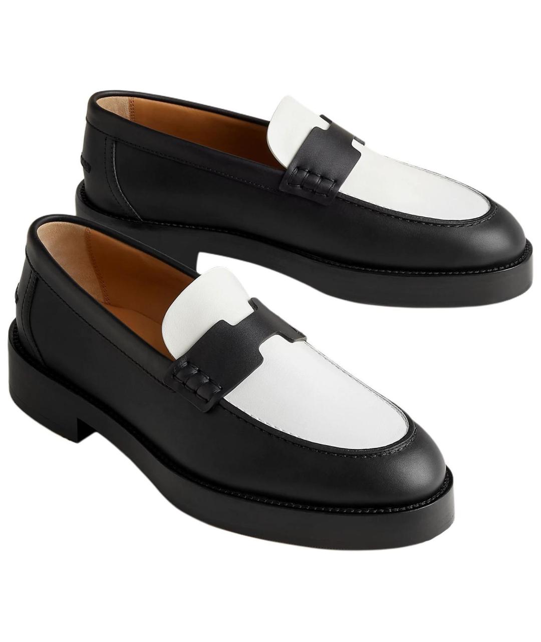 HERMES Черные кожаные лоферы, фото 3