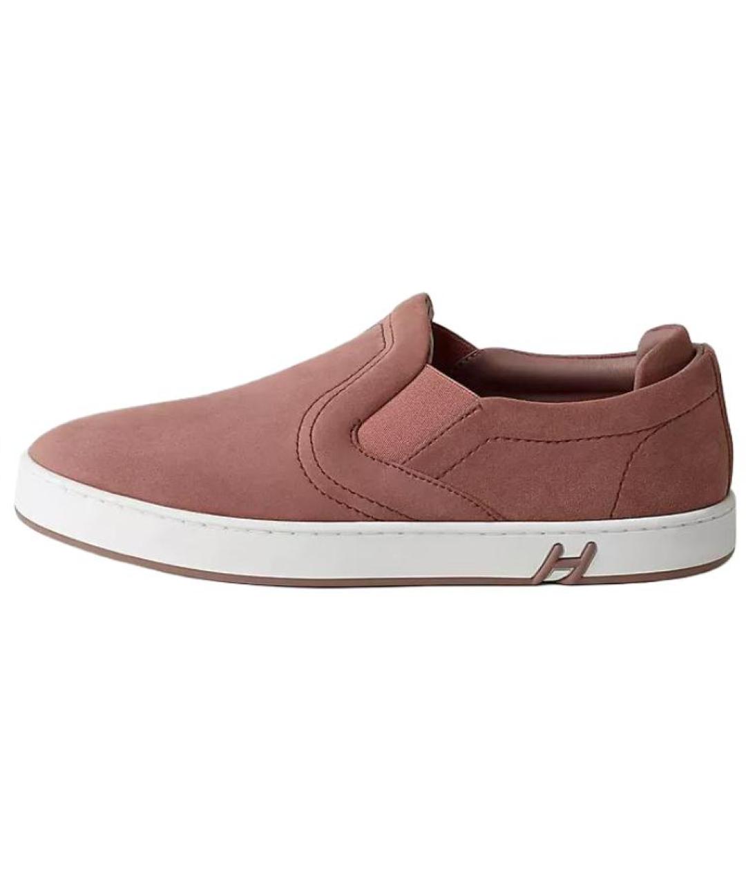 HERMES Красные замшевые слипоны, фото 3