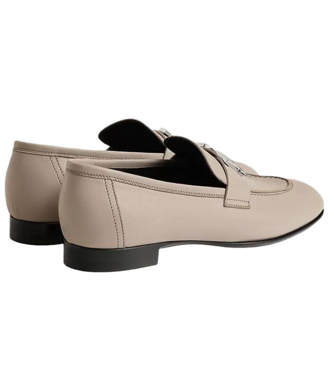 HERMES Бежевые кожаные лоферы, фото 4