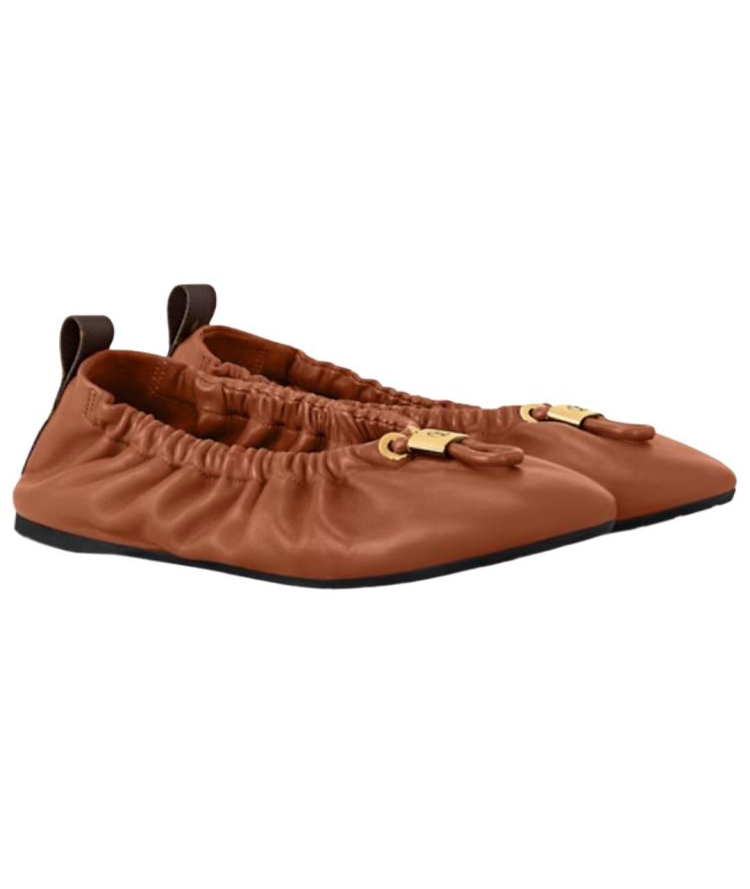LOUIS VUITTON Коричневые кожаные балетки, фото 3