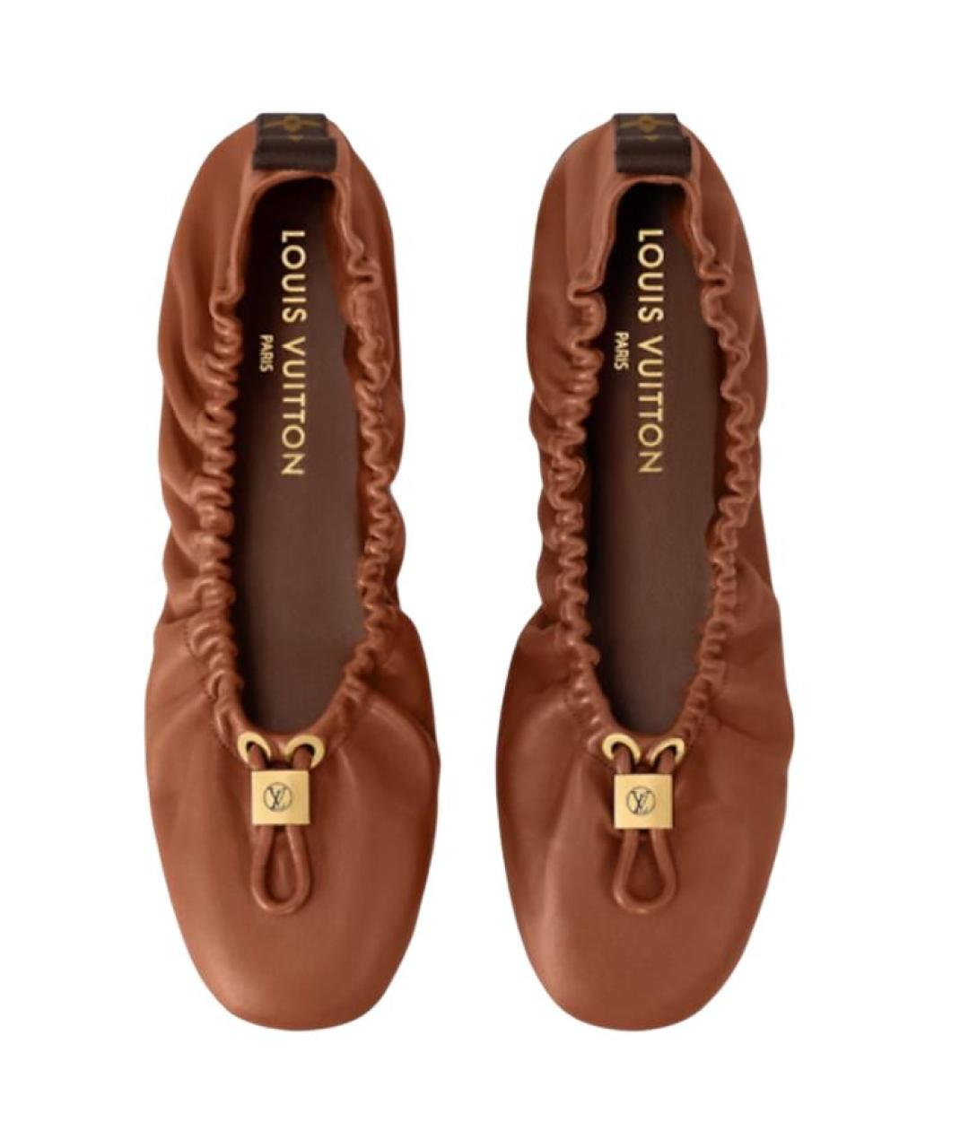 LOUIS VUITTON Коричневые кожаные балетки, фото 4
