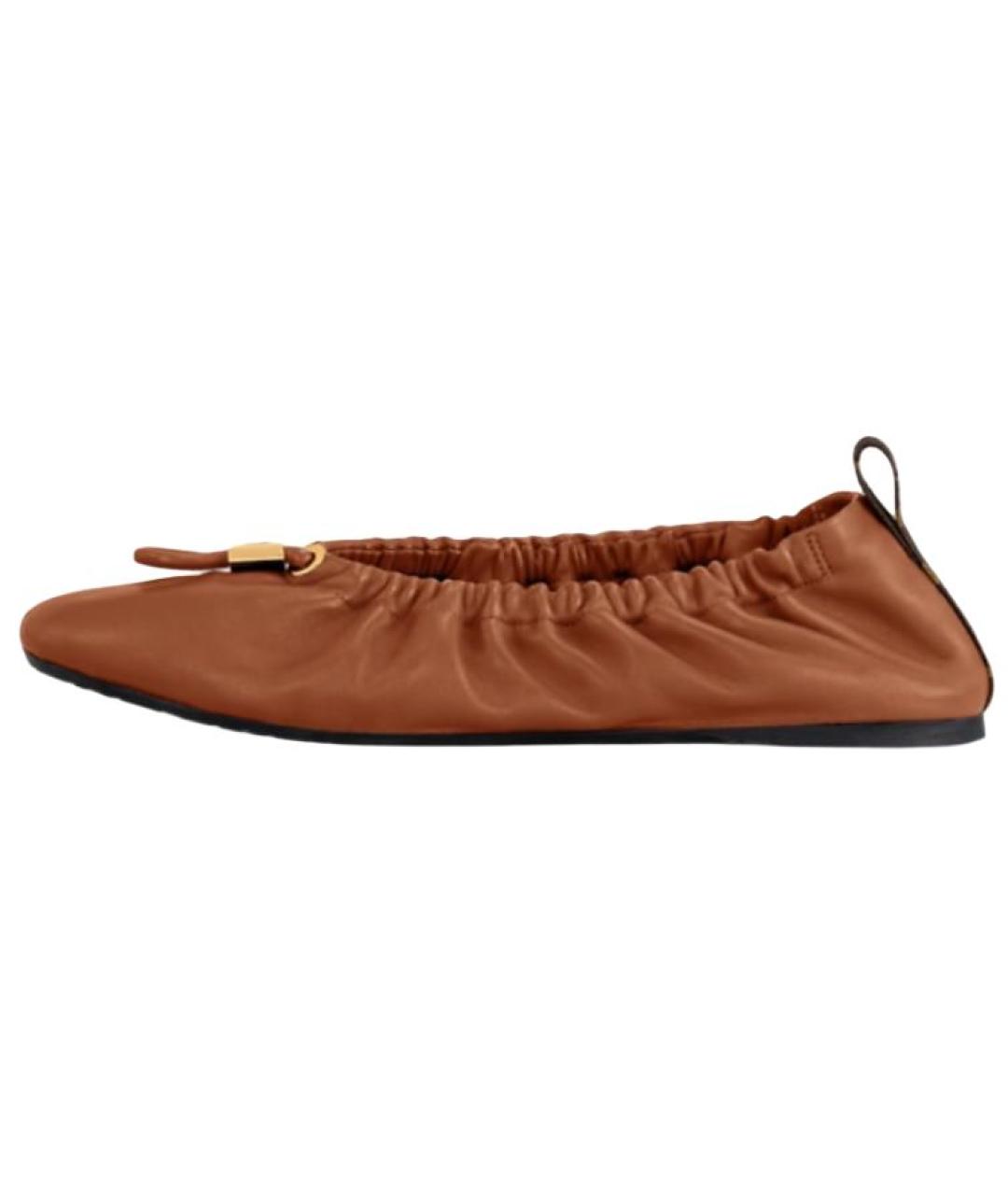 LOUIS VUITTON Коричневые кожаные балетки, фото 2