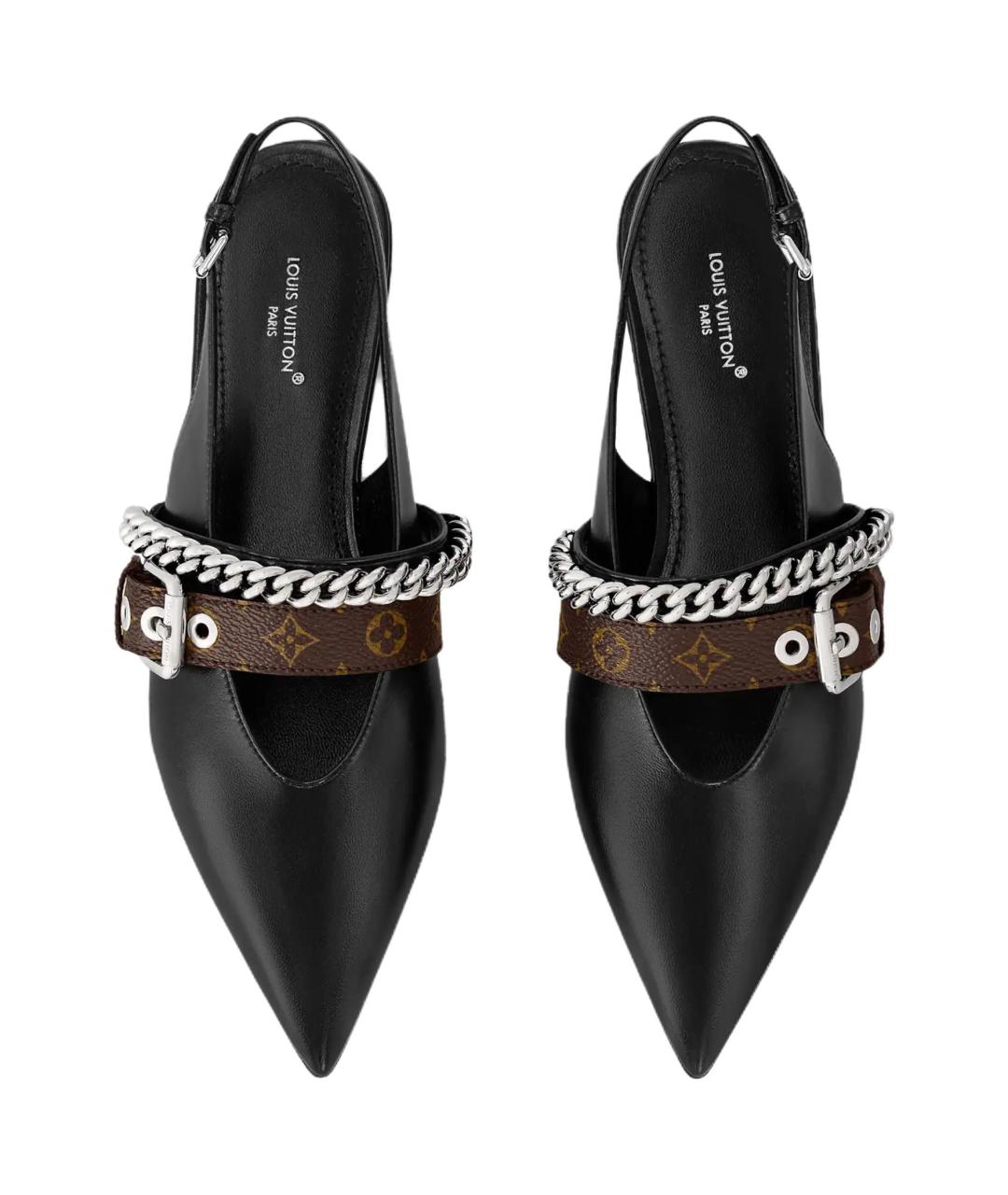 LOUIS VUITTON Черные кожаные балетки, фото 4