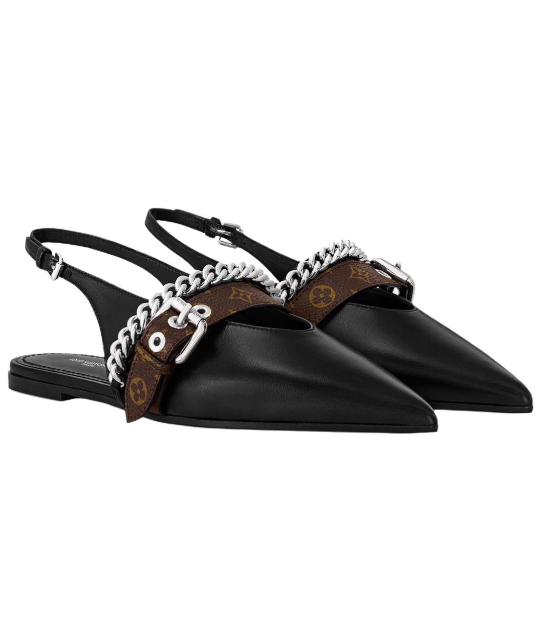 LOUIS VUITTON Черные кожаные балетки, фото 2