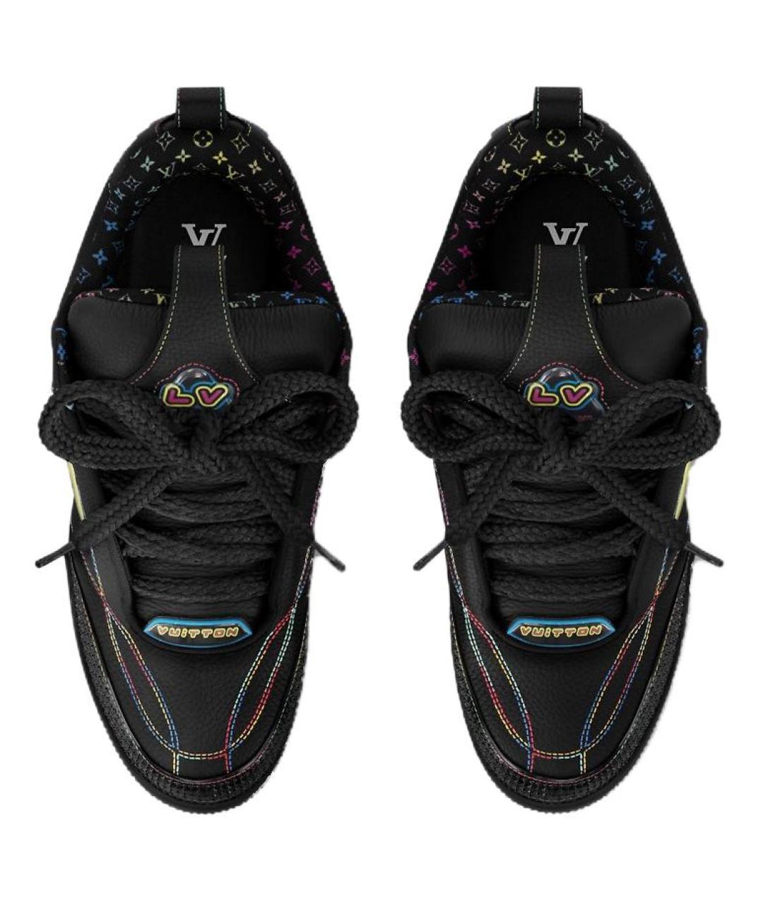 LOUIS VUITTON Черные кожаные низкие кроссовки / кеды, фото 4