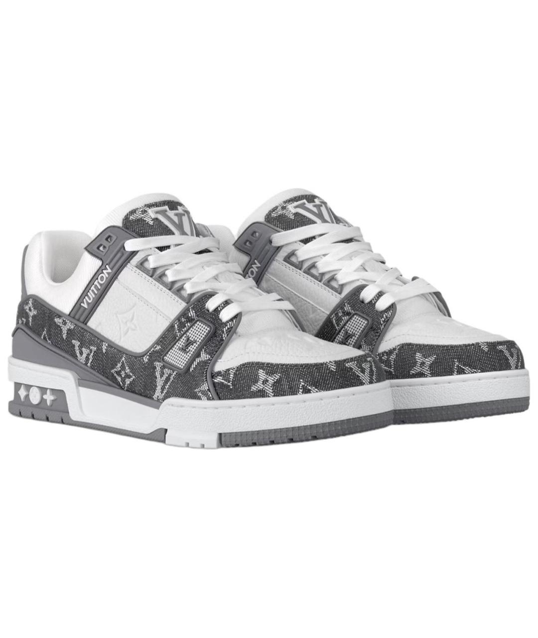 LOUIS VUITTON Серые кожаные кроссовки, фото 3