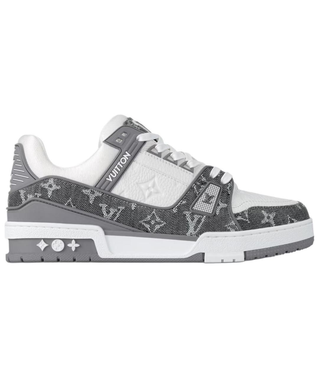 LOUIS VUITTON Серые кожаные кроссовки, фото 1