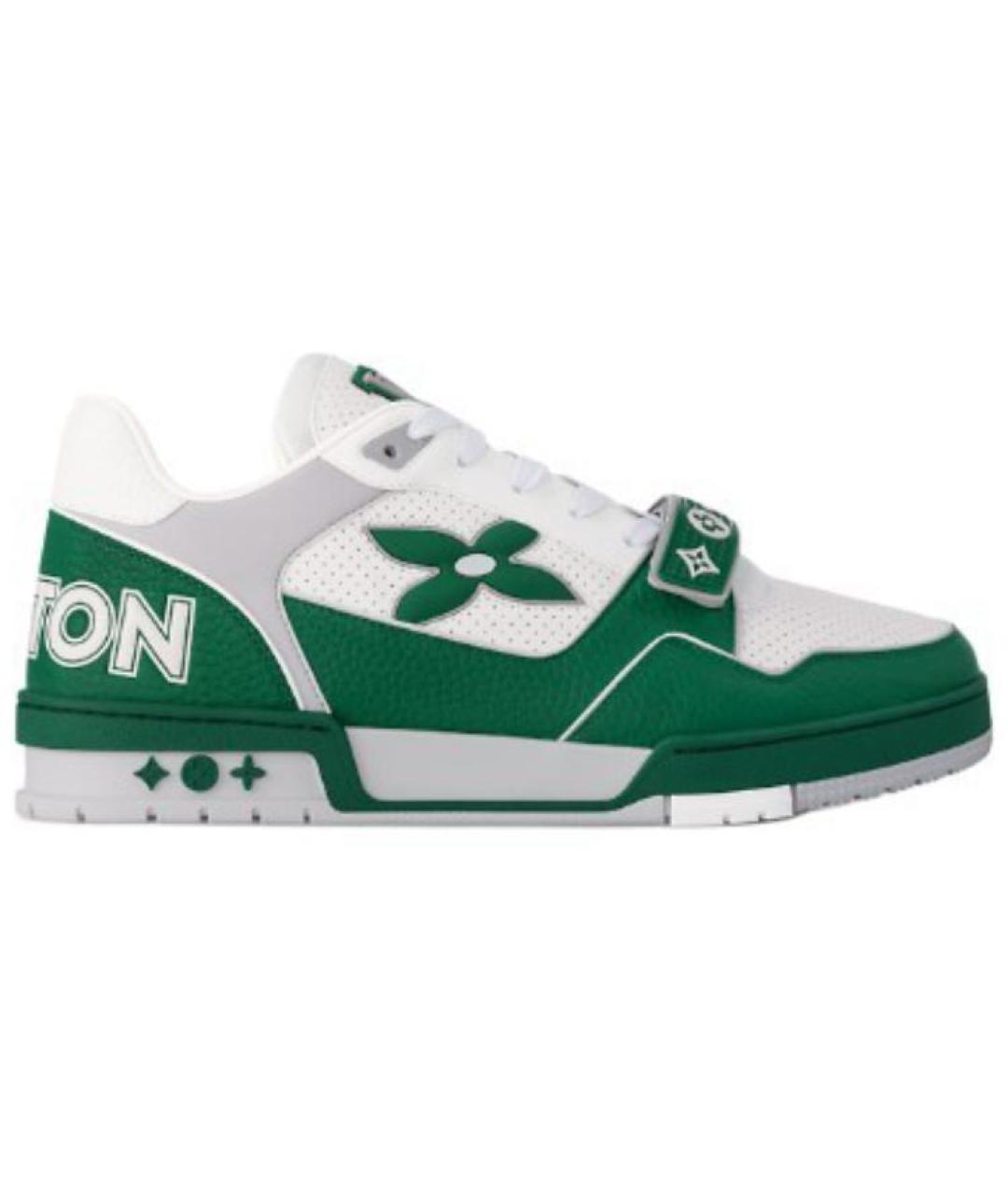 LOUIS VUITTON Зеленые кожаные низкие кроссовки / кеды, фото 1