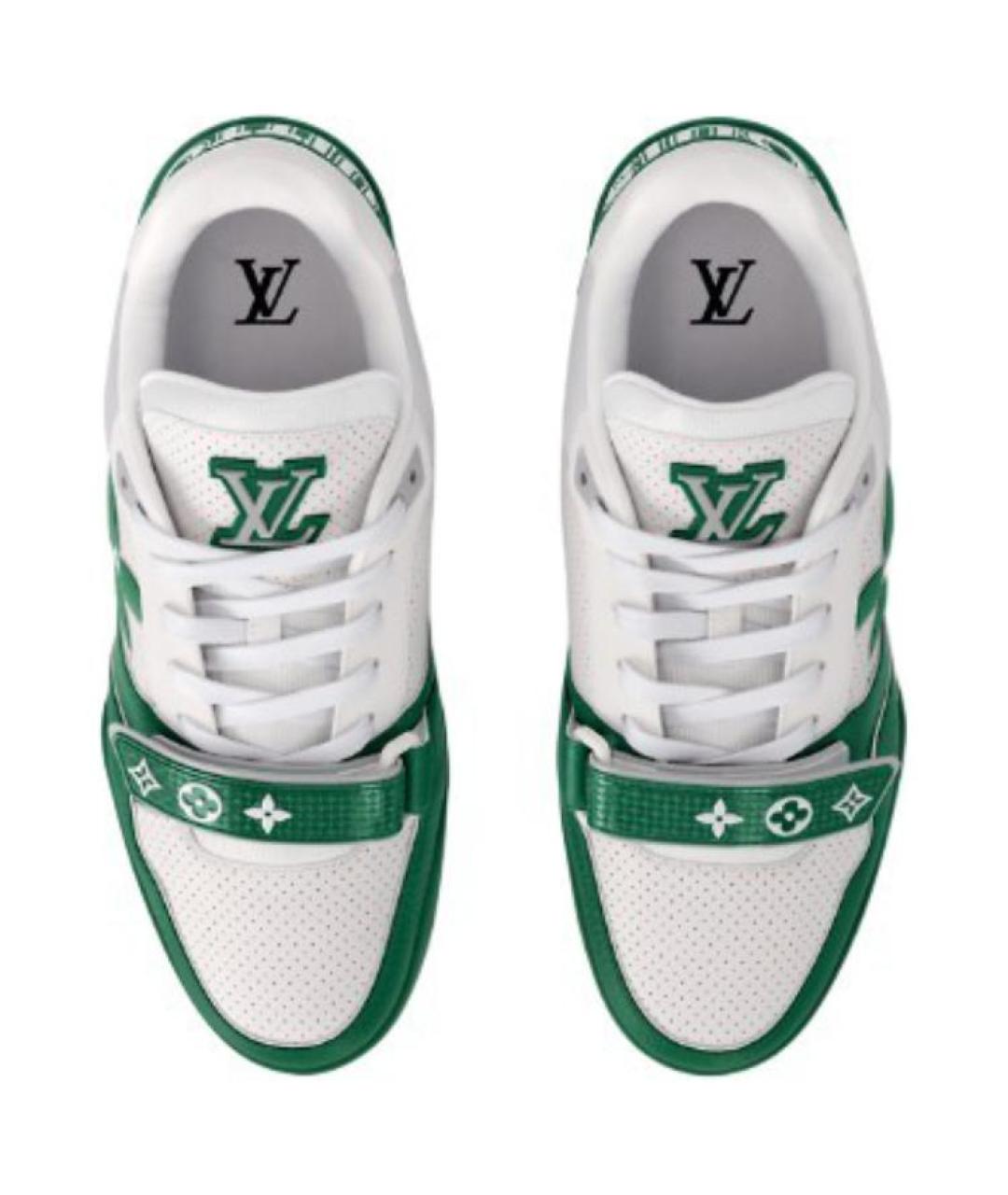 LOUIS VUITTON Зеленые кожаные низкие кроссовки / кеды, фото 4