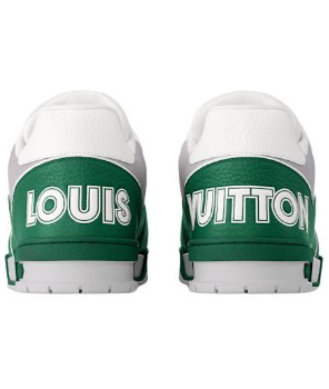 LOUIS VUITTON Зеленые кожаные низкие кроссовки / кеды, фото 5