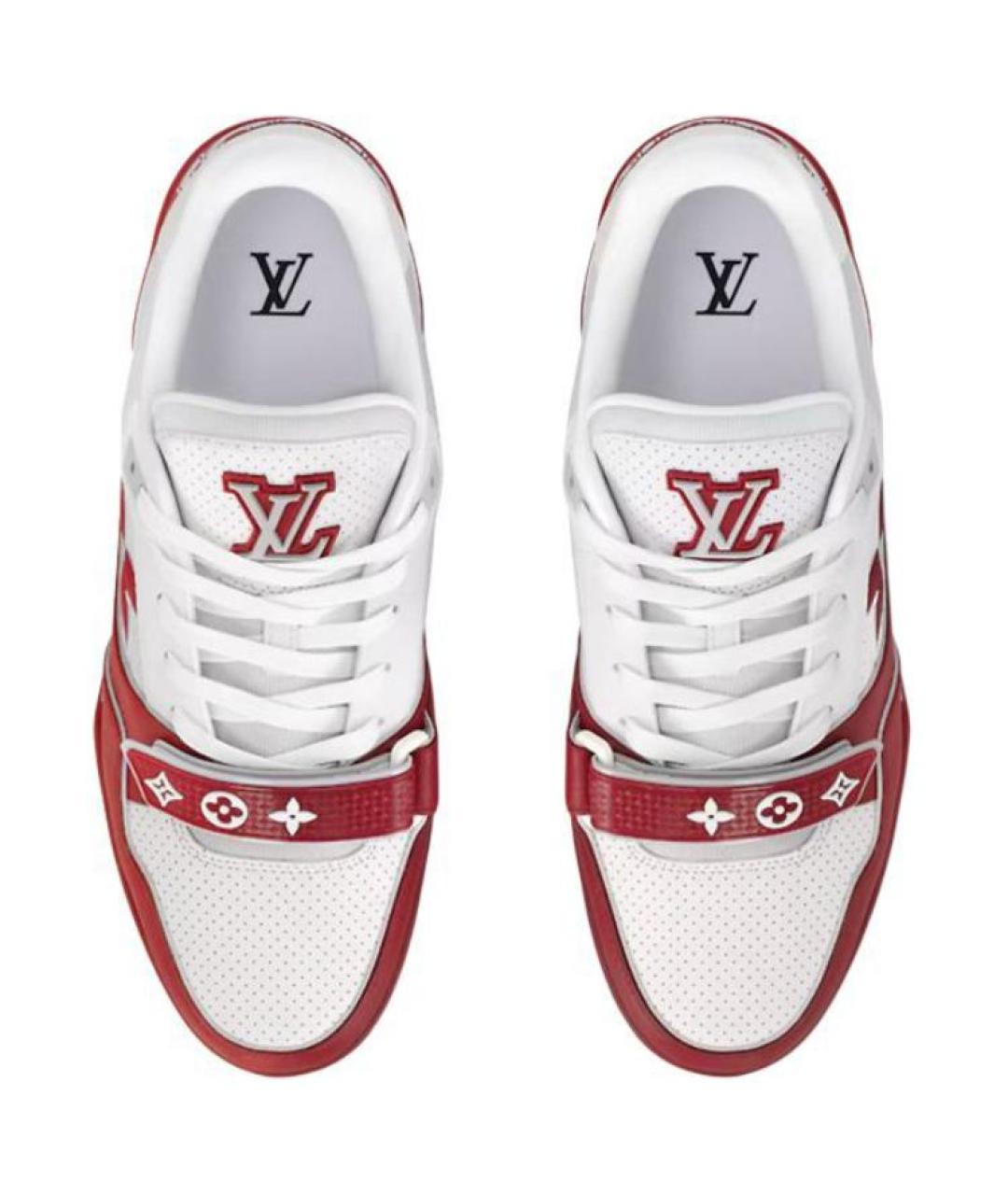 LOUIS VUITTON Бордовые кожаные низкие кроссовки / кеды, фото 4