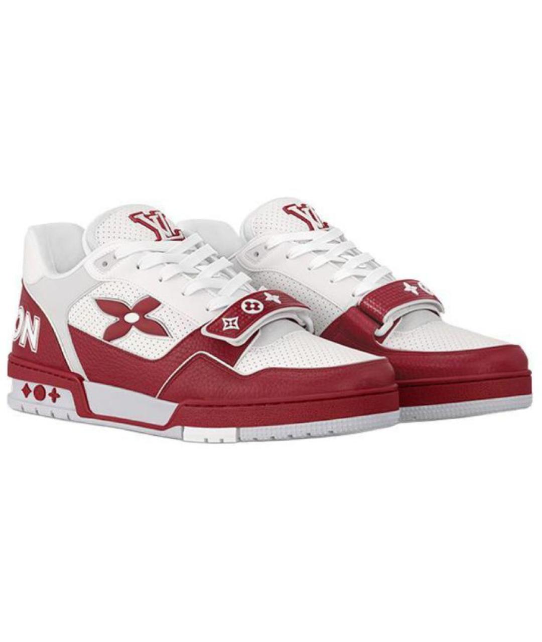 LOUIS VUITTON Бордовые кожаные низкие кроссовки / кеды, фото 3