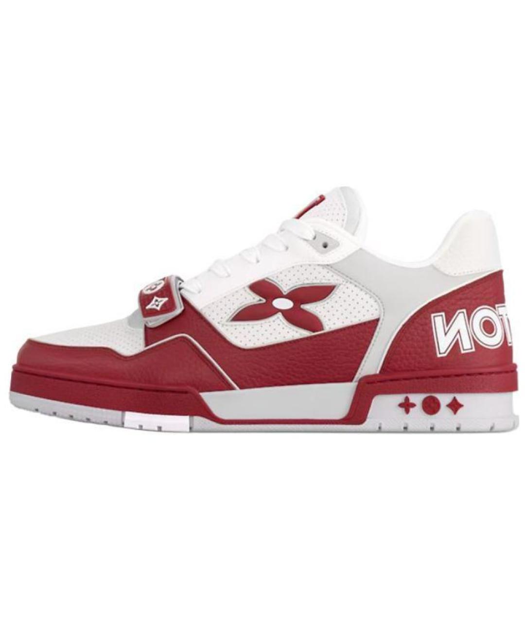 LOUIS VUITTON Бордовые кожаные низкие кроссовки / кеды, фото 2