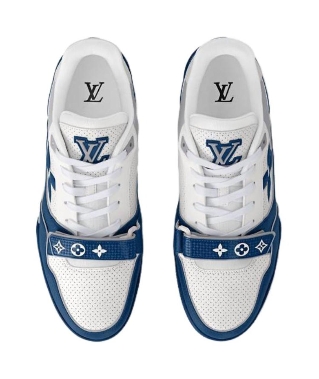 LOUIS VUITTON Синие кожаные низкие кроссовки / кеды, фото 4