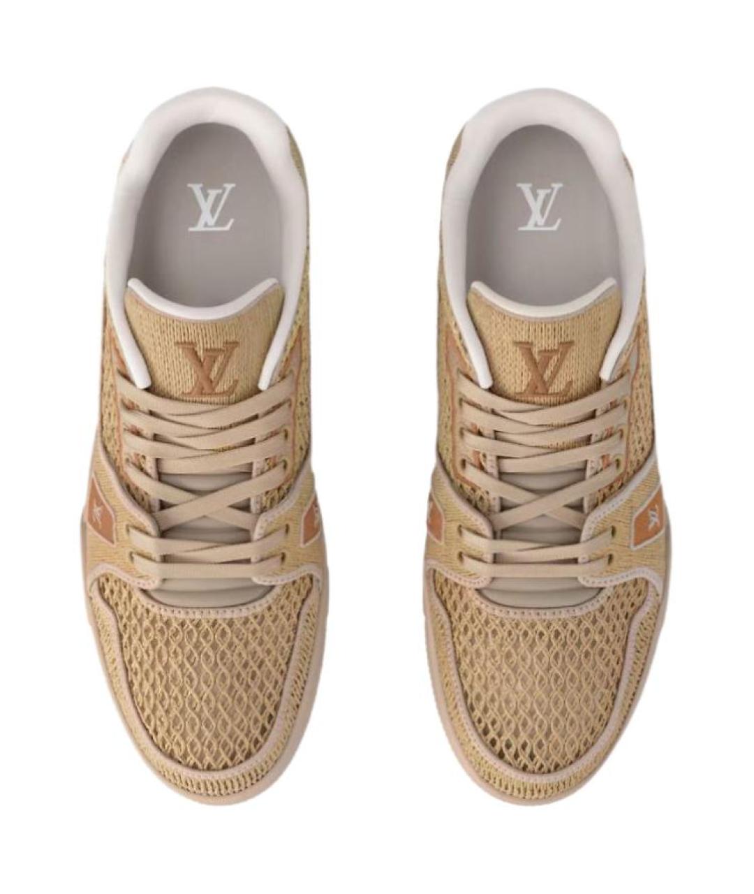 LOUIS VUITTON Бежевые текстильные низкие кроссовки / кеды, фото 4