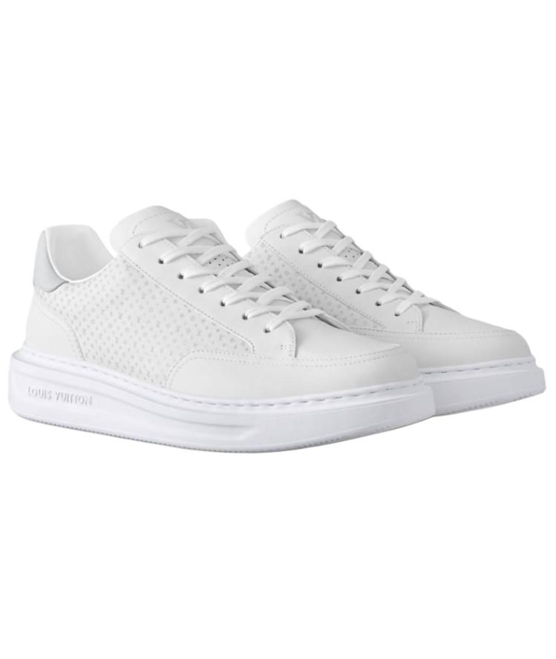 LOUIS VUITTON Белые кожаные низкие кроссовки / кеды, фото 3