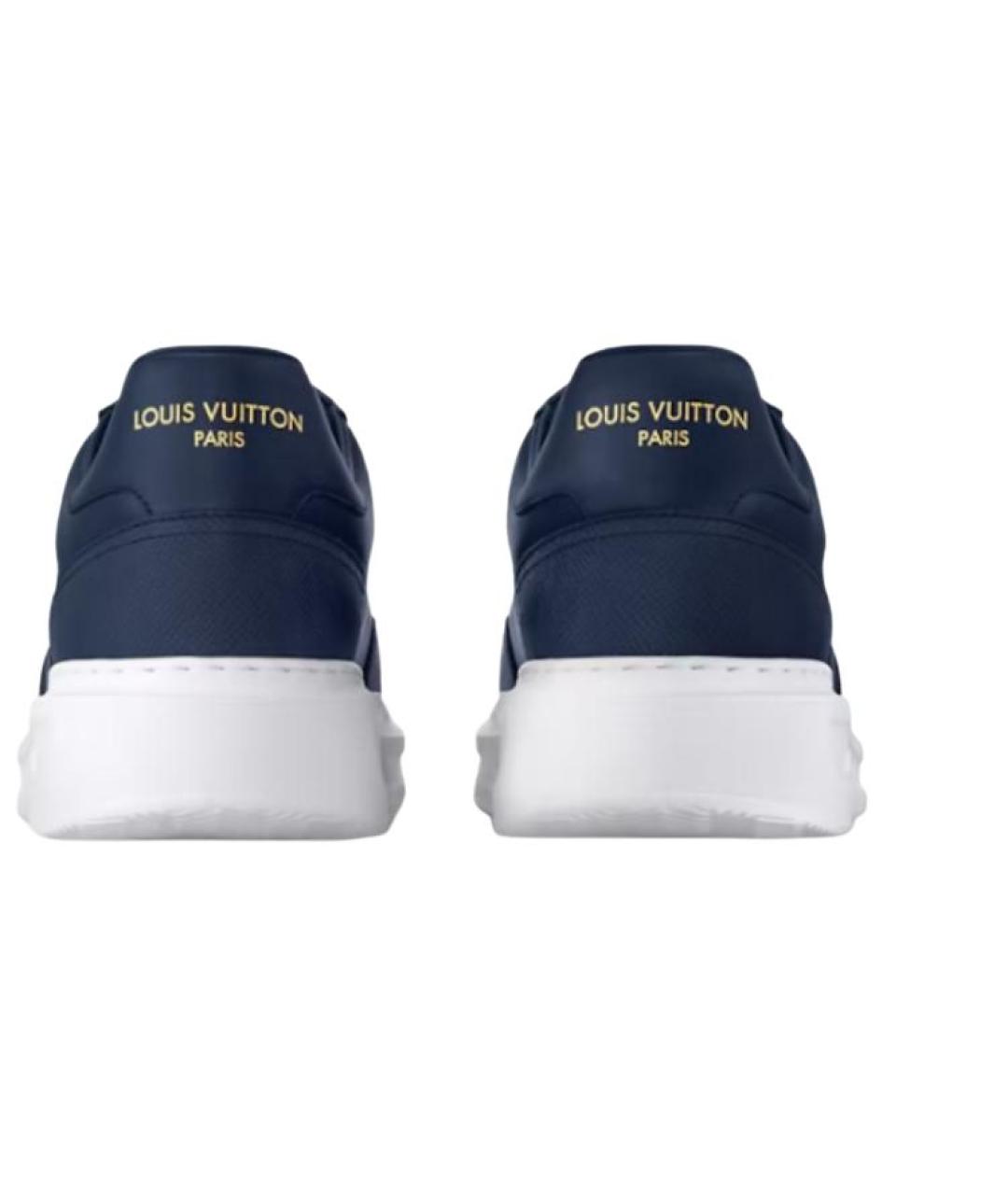 LOUIS VUITTON Темно-синие кожаные низкие кроссовки / кеды, фото 5