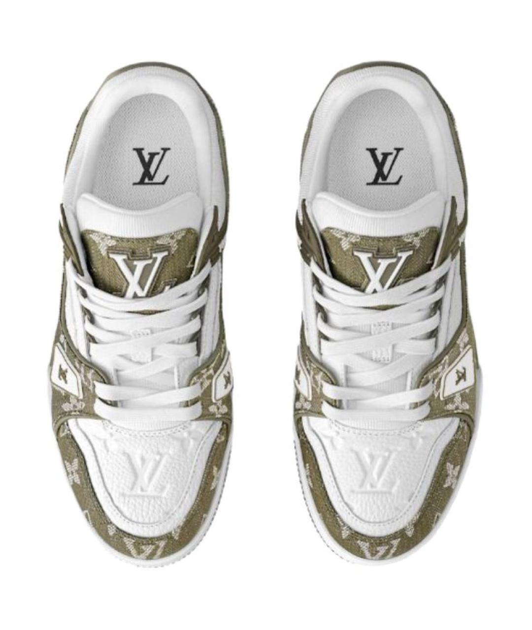 LOUIS VUITTON Зеленые кожаные низкие кроссовки / кеды, фото 4