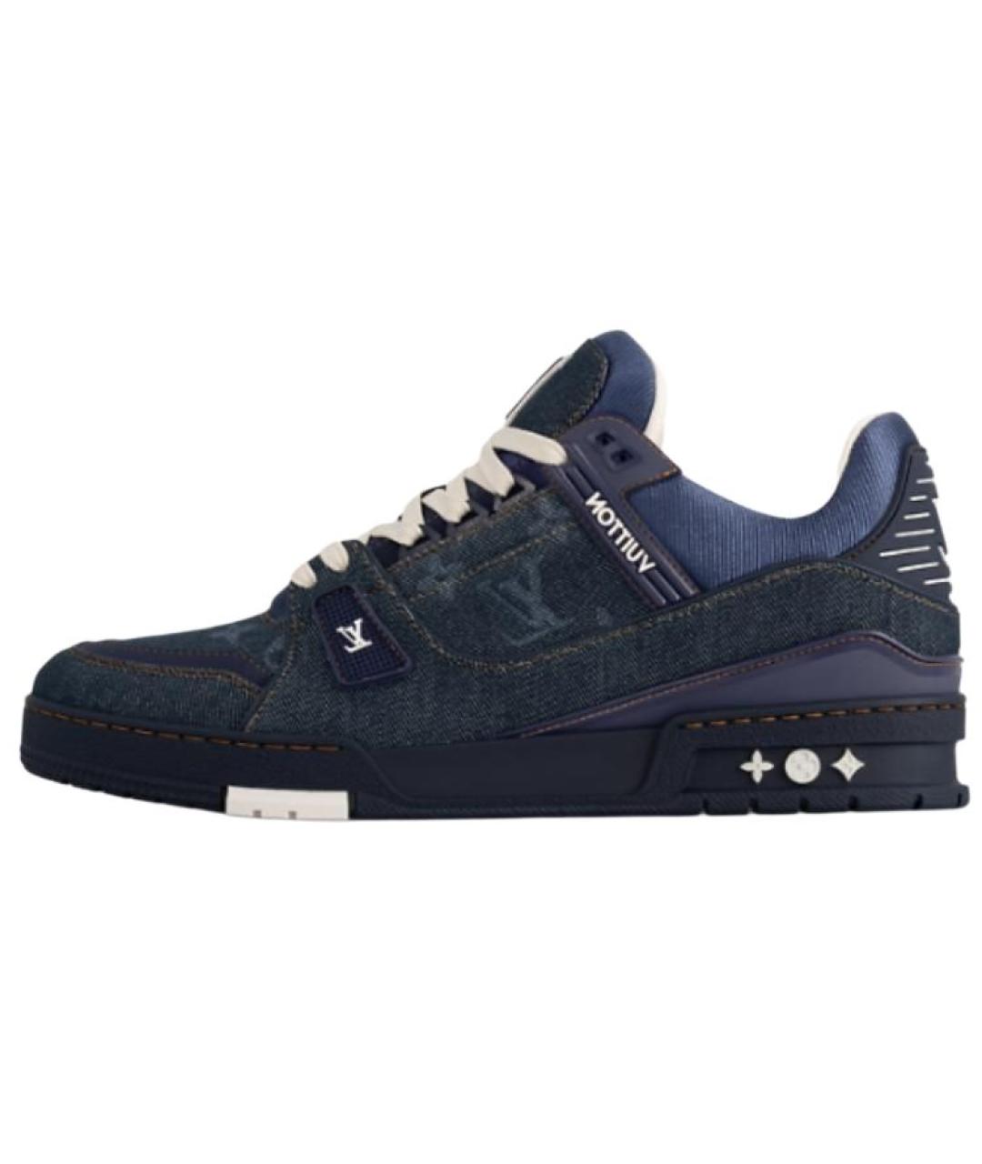 LOUIS VUITTON Темно-синие текстильные кроссовки, фото 2